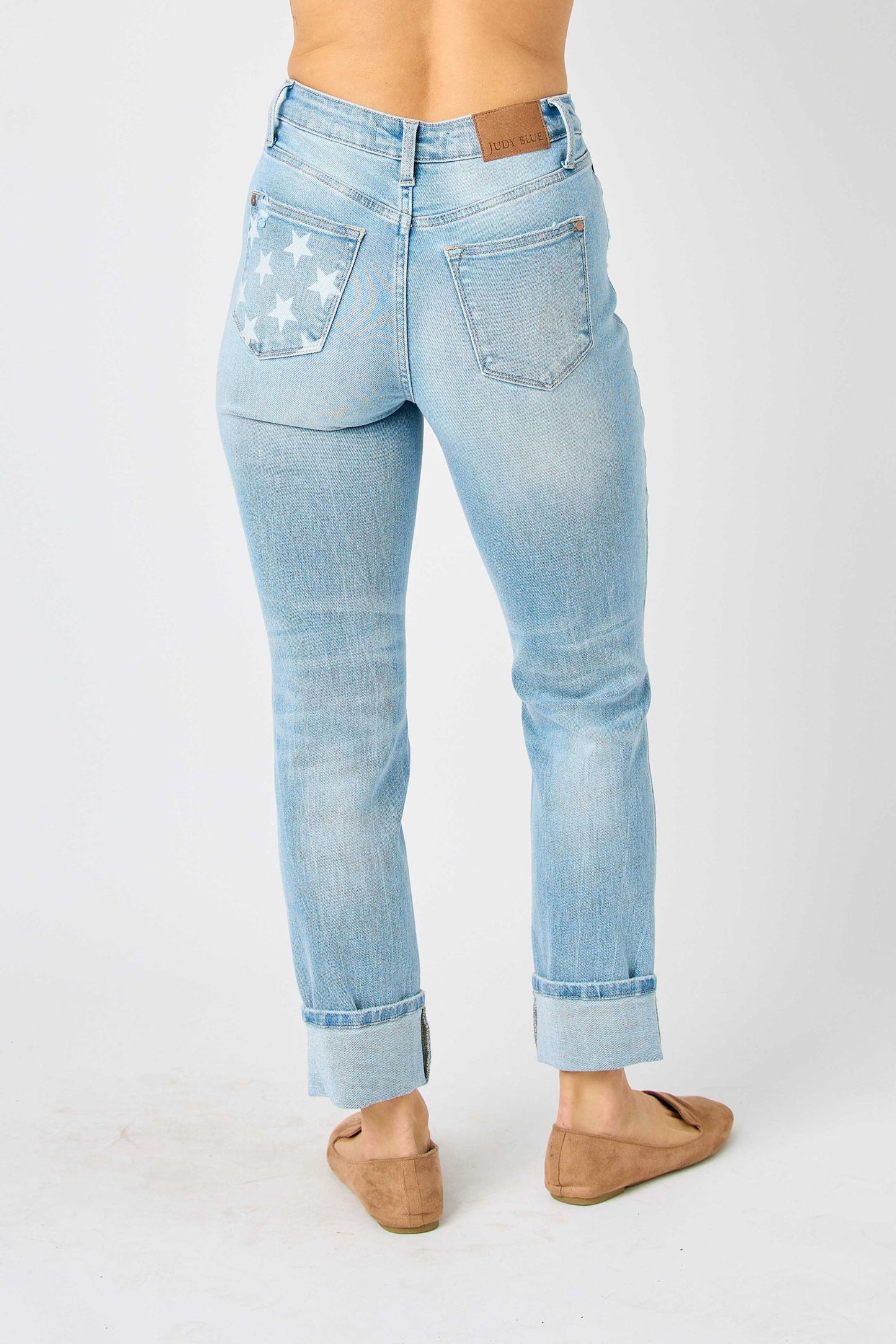 Judy Blue Mid Rise Star Pocket Boyfriend Denim