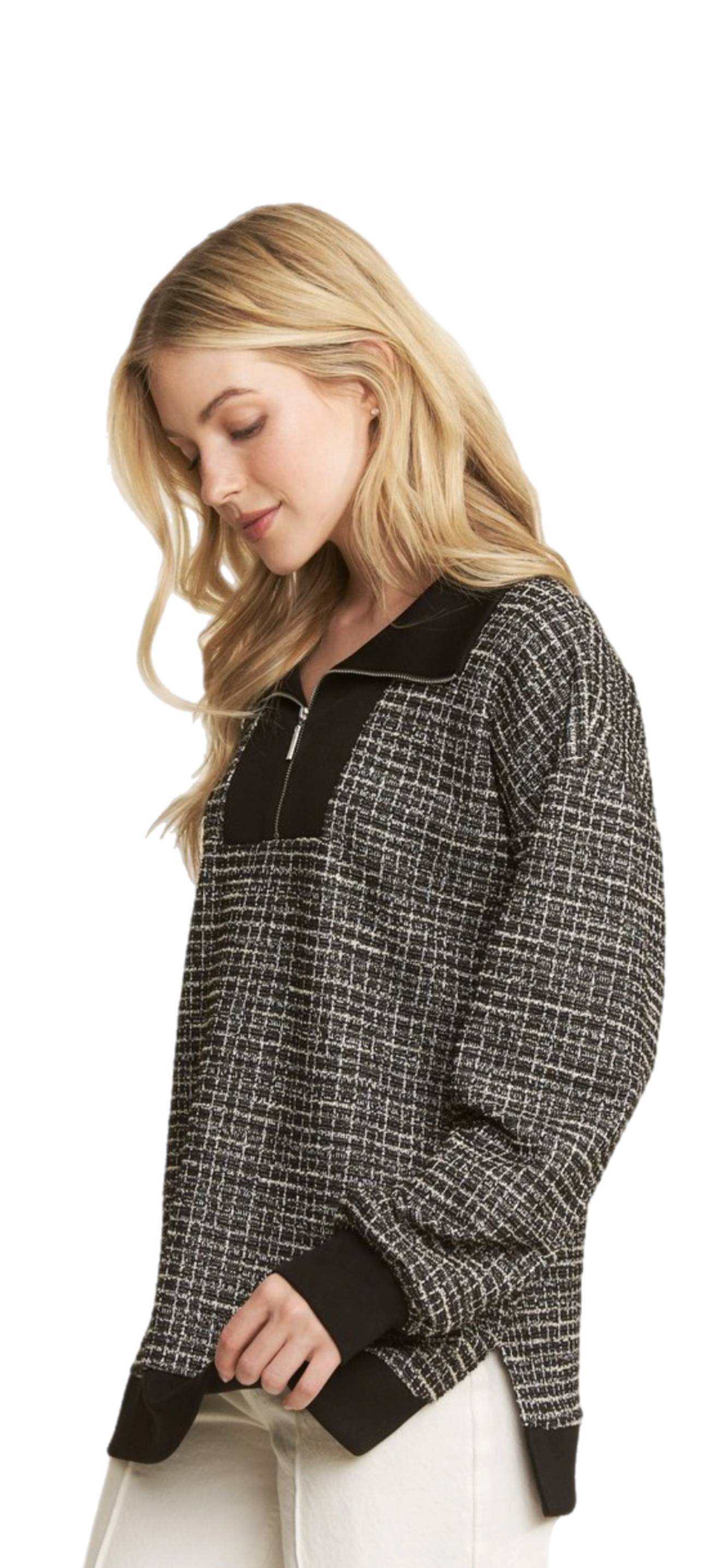 Jacquard Shimmer Zip Top