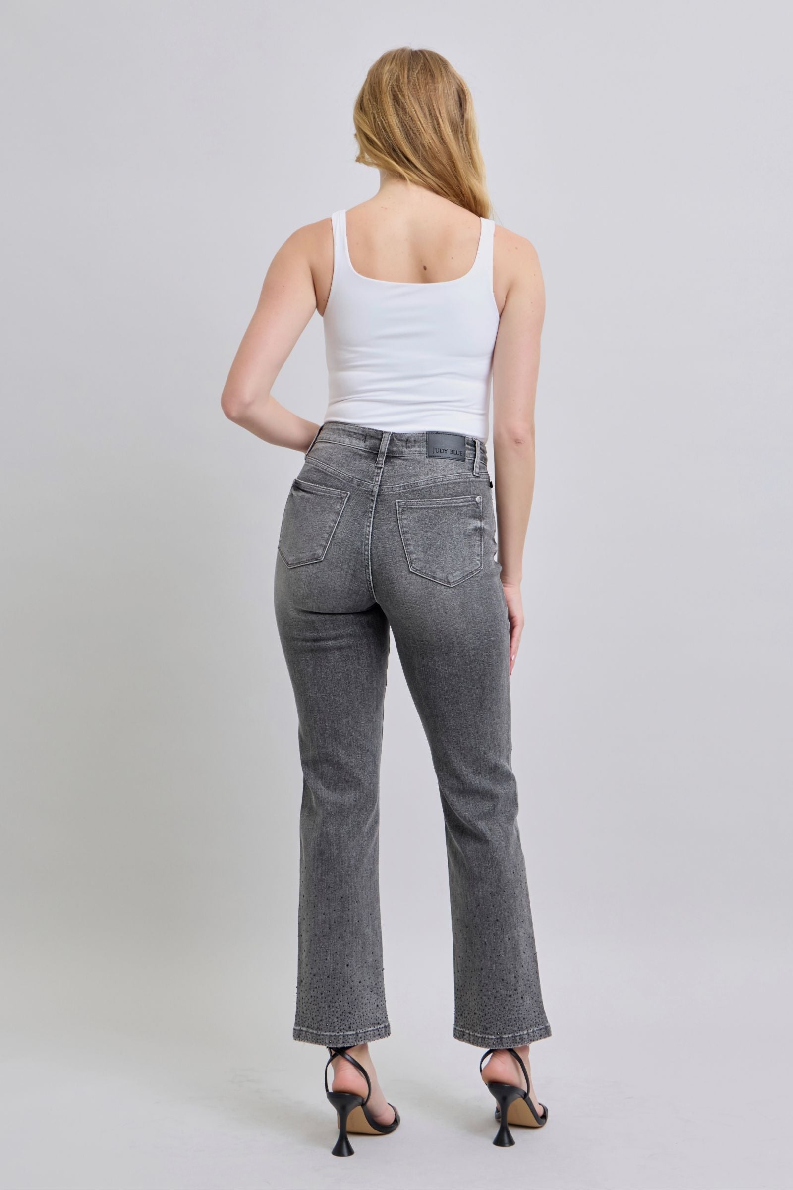 Judy Blue High Waist Rhinestone Straight Denim - Allison's Addicts