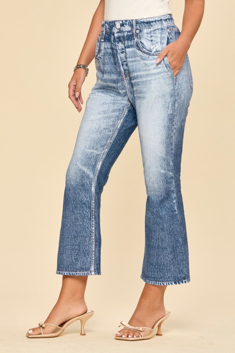 Cropped Faux Denim Pants