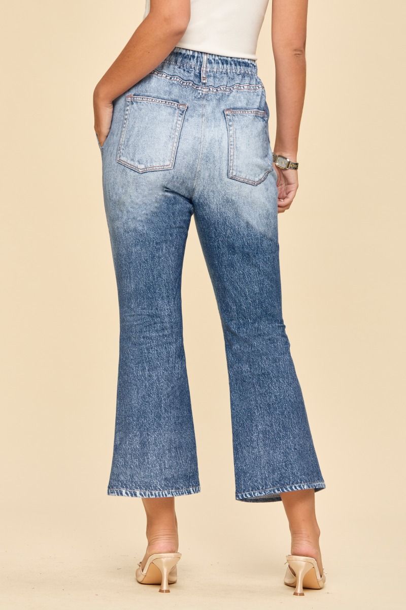 Cropped Faux Denim Pants