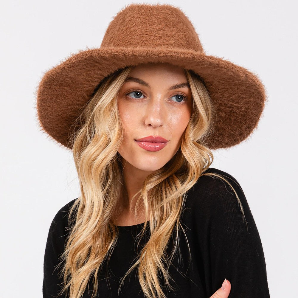 Fuzzy Panama Hat in Camel