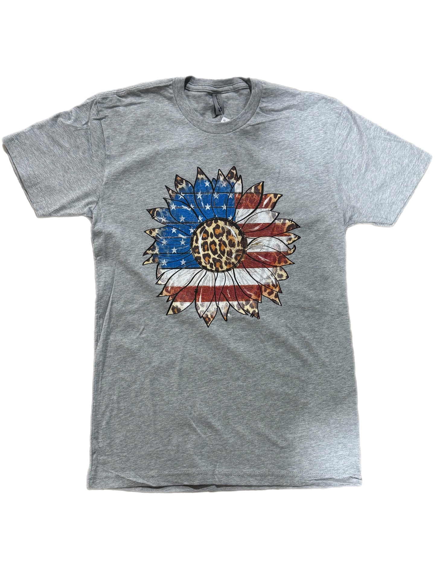 Patriotic Leopard Sunflower Graphic Tee