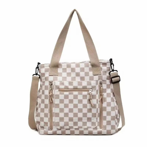 Checkered Corduroy Handbag