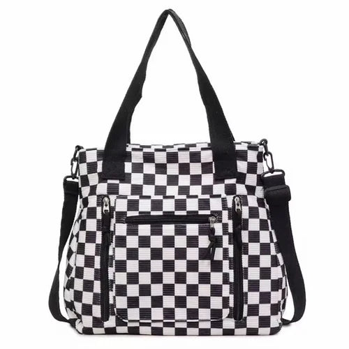 Checkered Corduroy Handbag