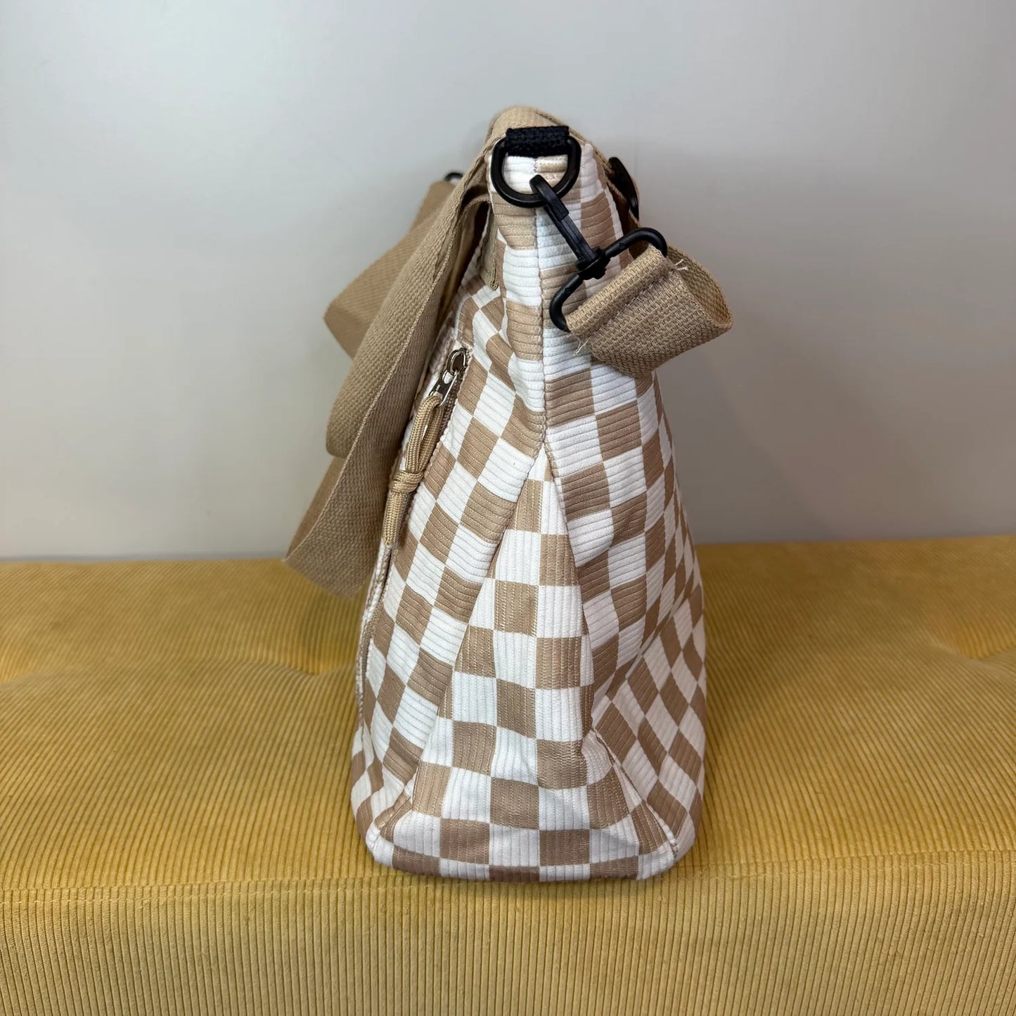 Checkered Corduroy Handbag