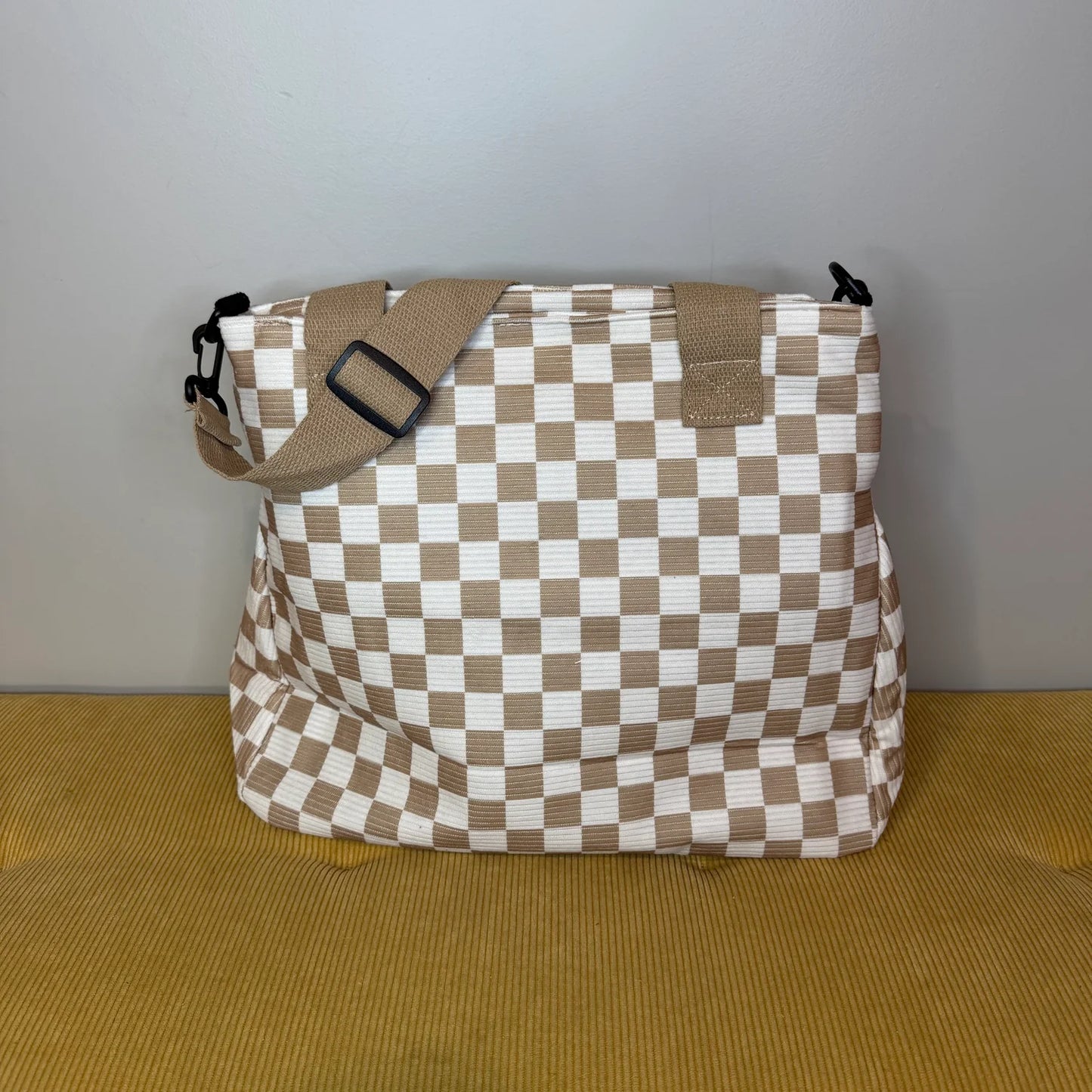 Checkered Corduroy Handbag
