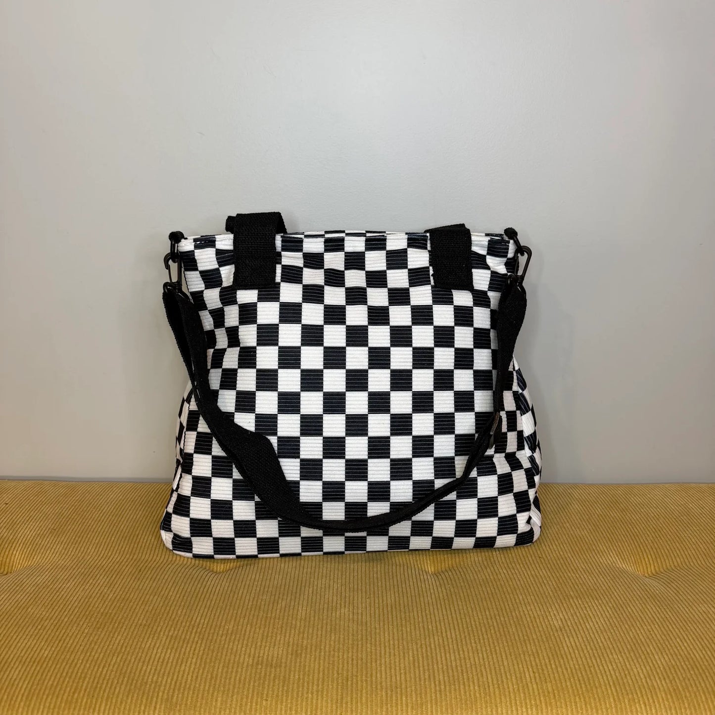 Checkered Corduroy Handbag