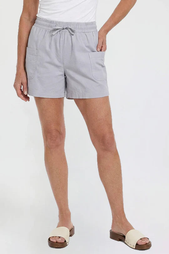 Silver Drawstring Cotton Shorts