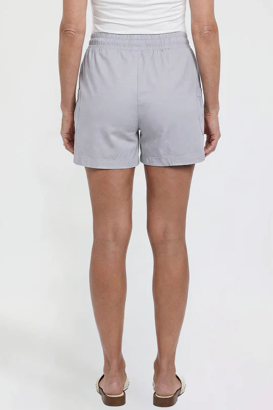 Silver Drawstring Cotton Shorts
