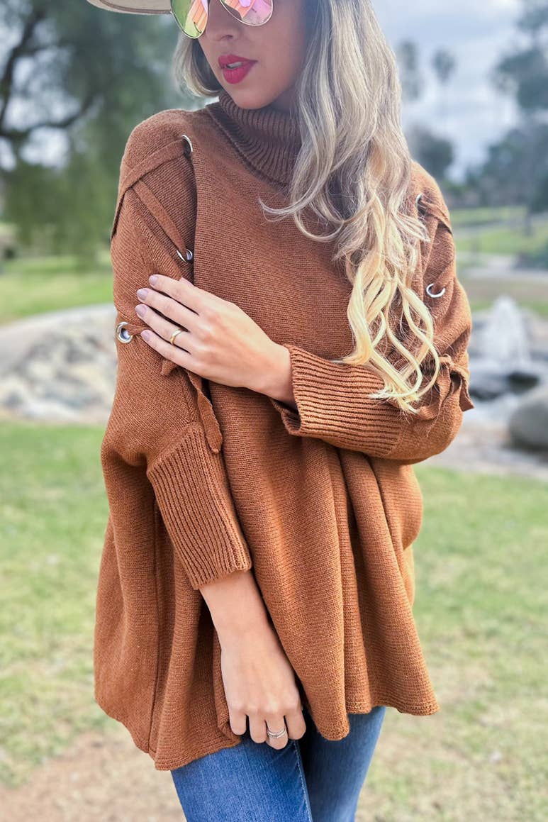 Lace Sleeve Turtleneck Top