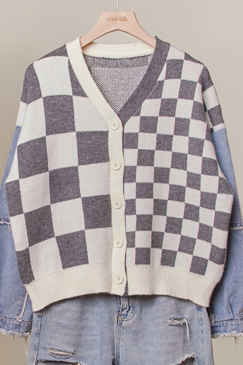 Checker Plaid Cardigan