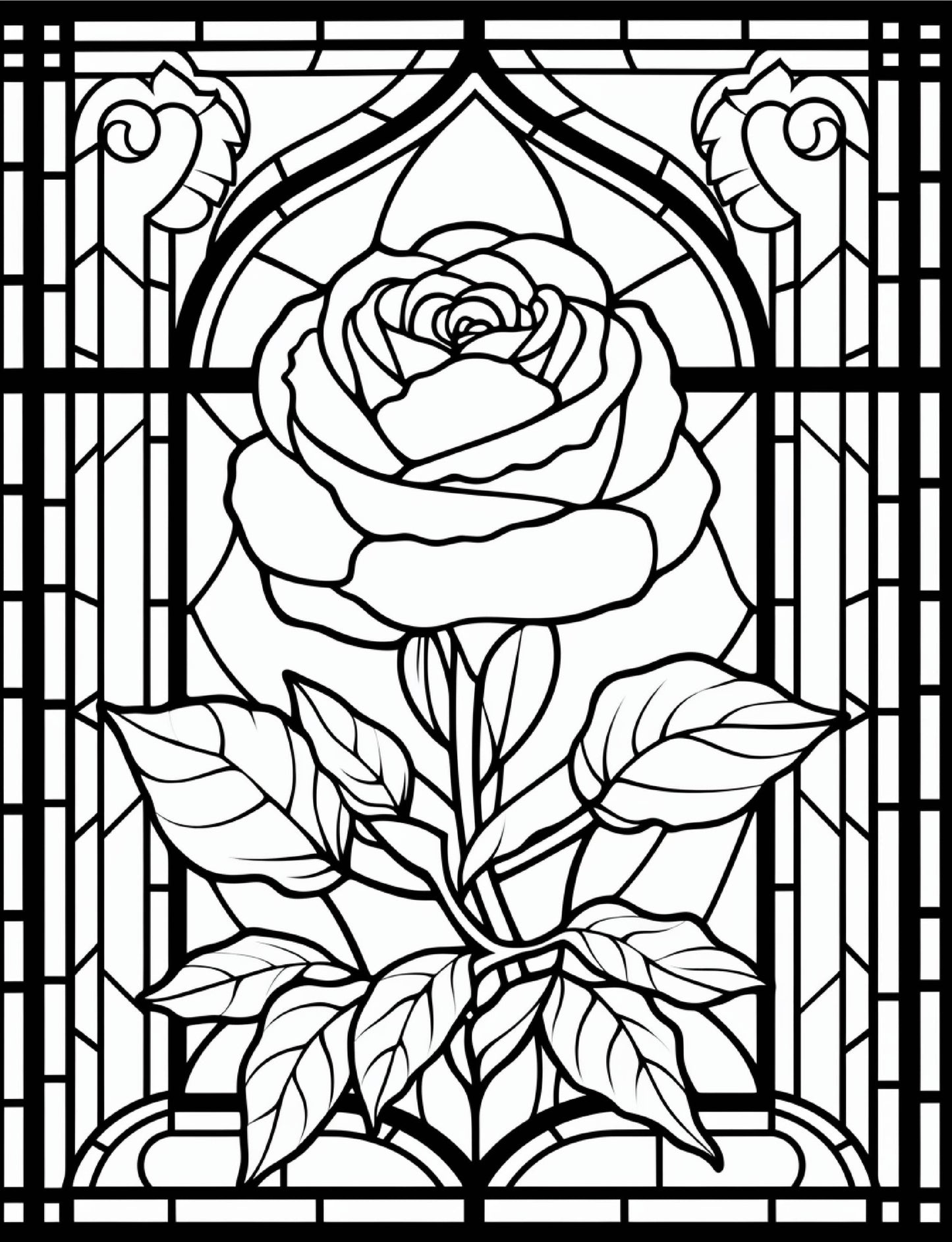 Adult Coloring Sheets Stained Glass Flowers
