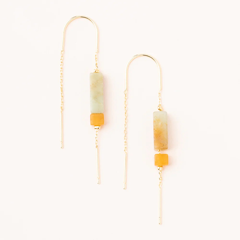Rectangle Stone Thread Earring Amazonite