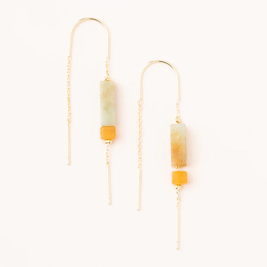 Rectangle Stone Thread Earring Amazonite
