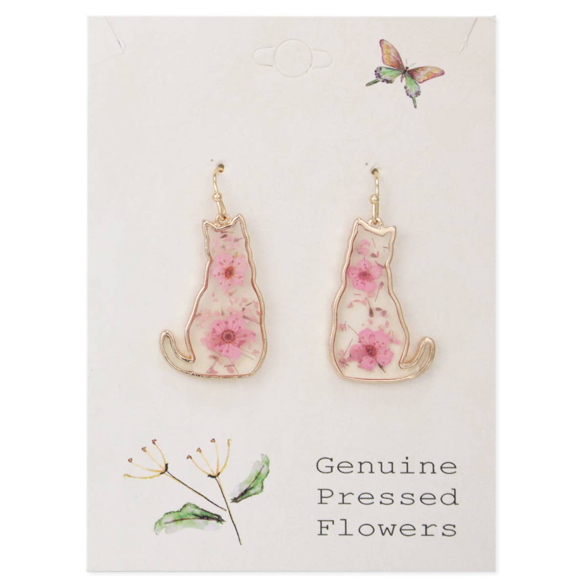 Cat Dried Flower Earrings