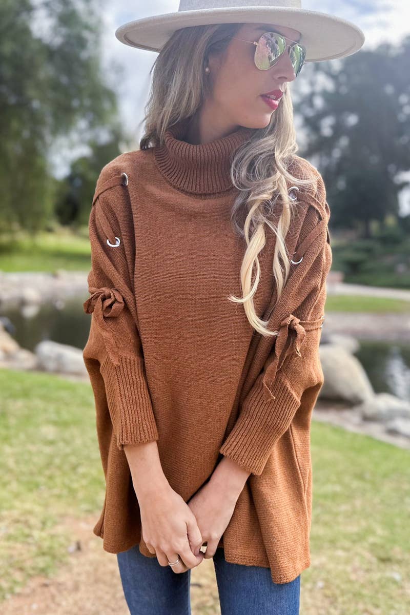 Lace Sleeve Turtleneck Top
