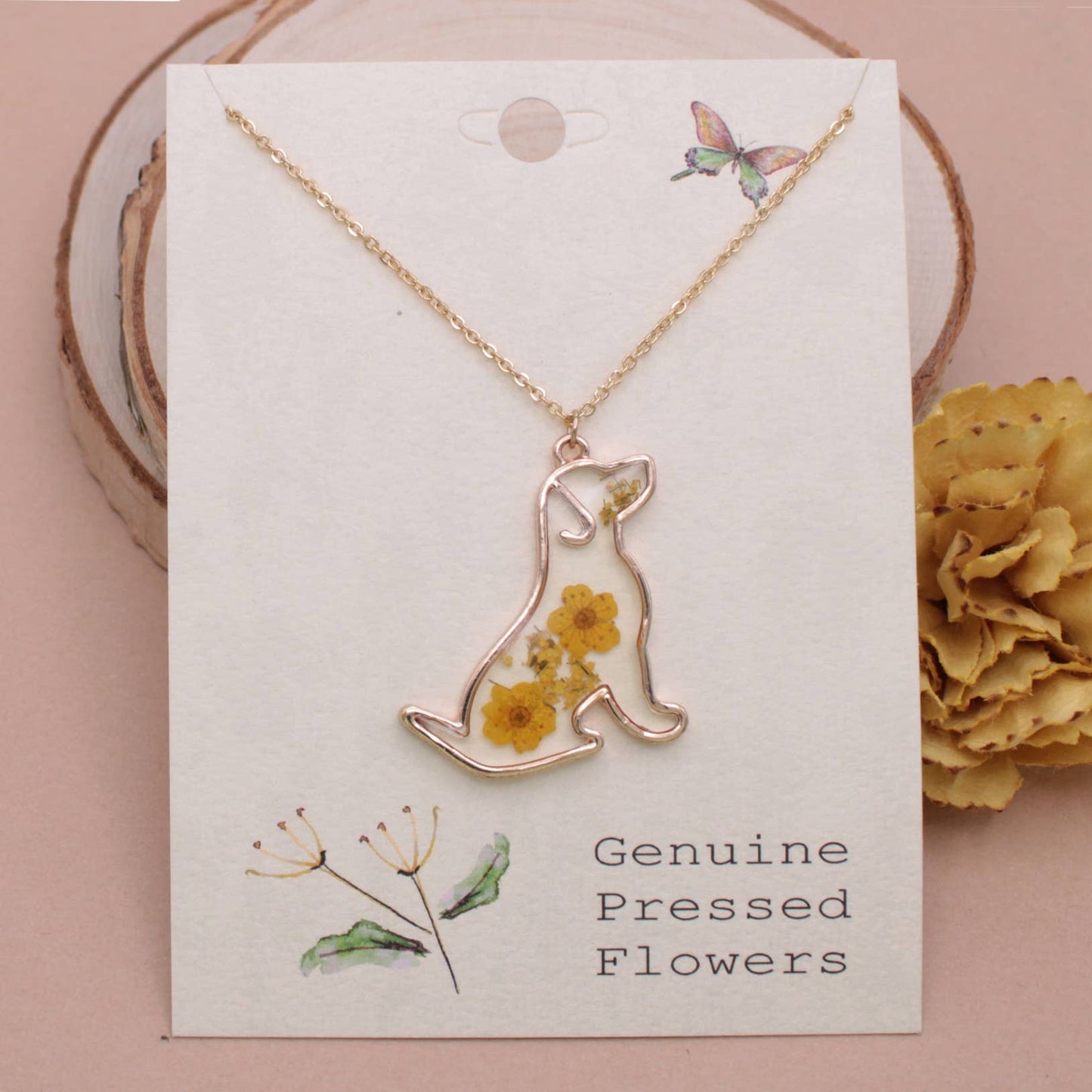 Dried Flower Dog Necklace
