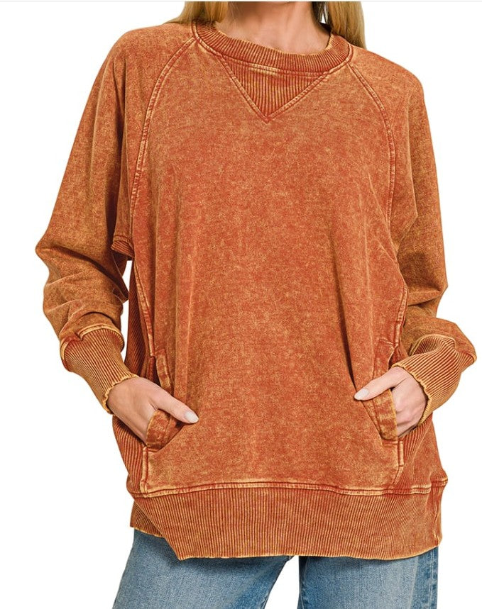 French Terry Acid Wash Sweatshirt