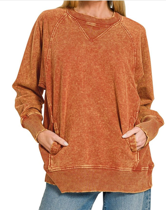French Terry Acid Wash Sweatshirt
