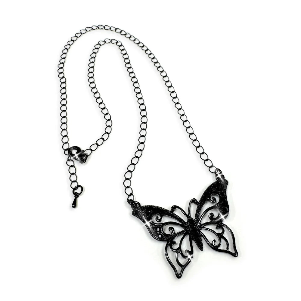 Jacqueline Kent Black Lace Butterfly Necklace