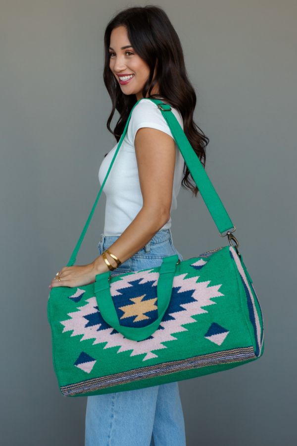 Green Aztech Duffle Bag