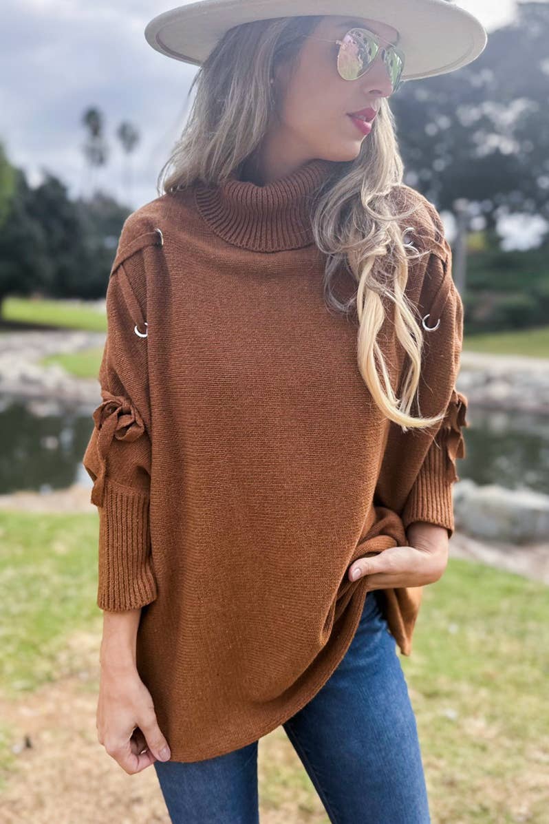 Lace Sleeve Turtleneck Top