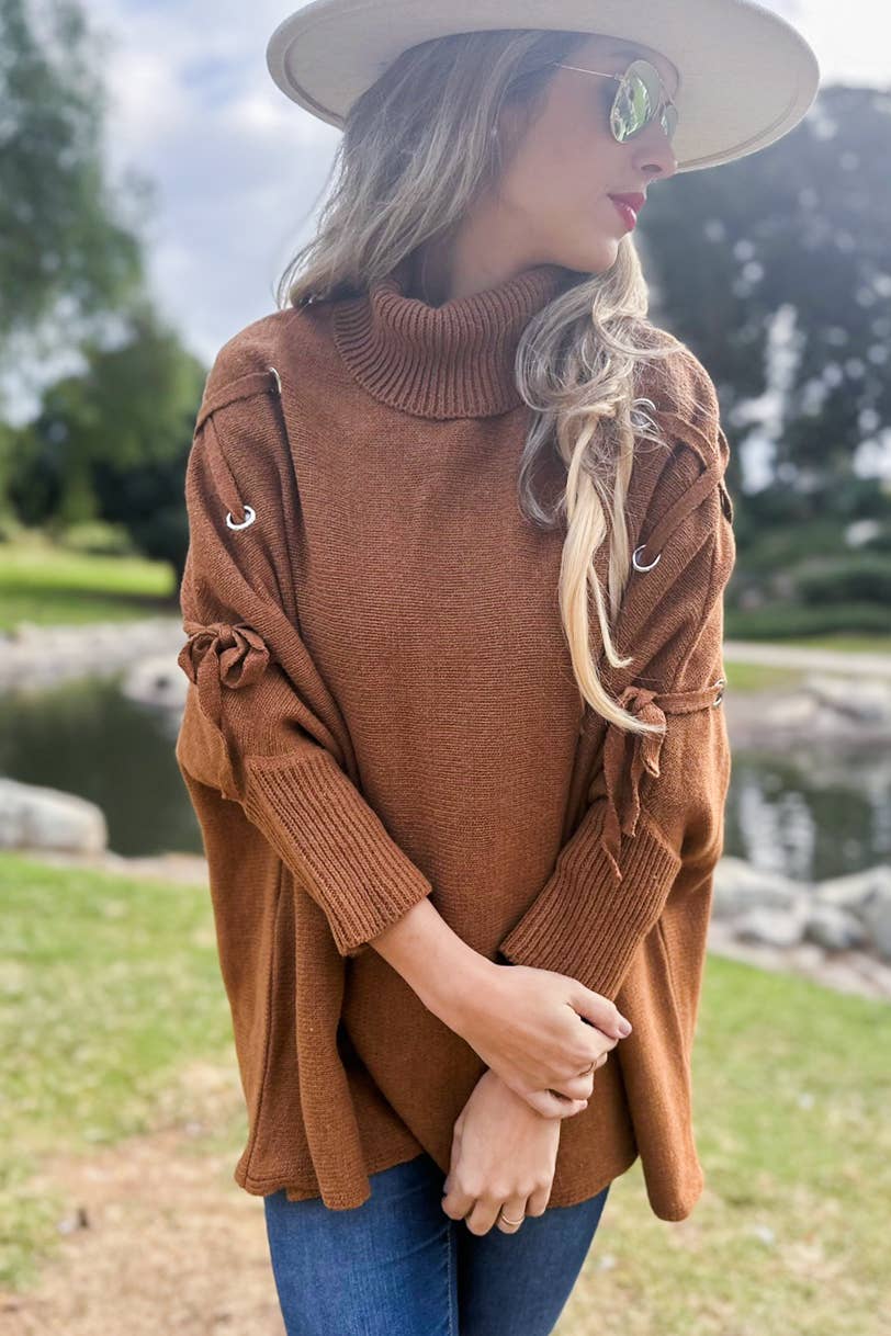 Lace Sleeve Turtleneck Top