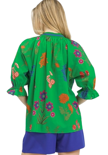 Island Green Floral Blouse