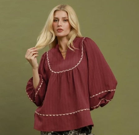 Textured Trim Blouse