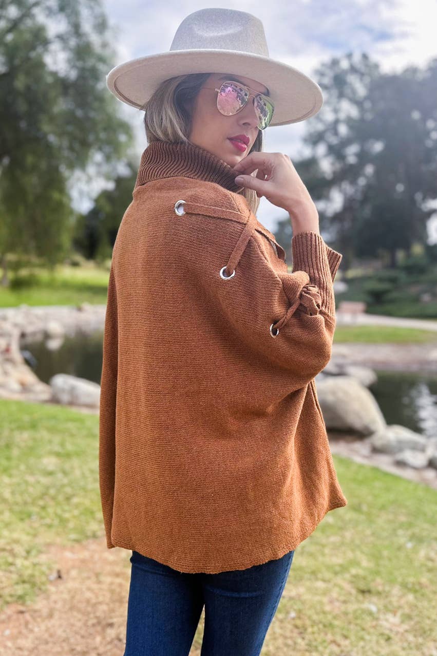 Lace Sleeve Turtleneck Top
