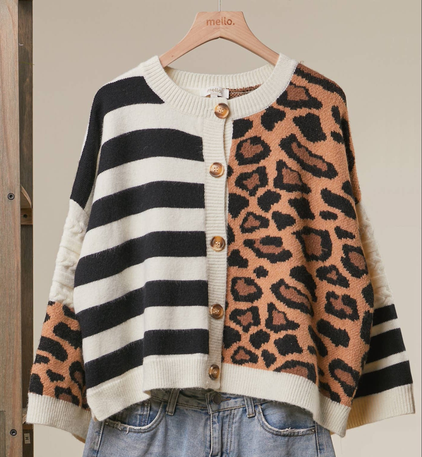 Stripes and Leopard Cardigan