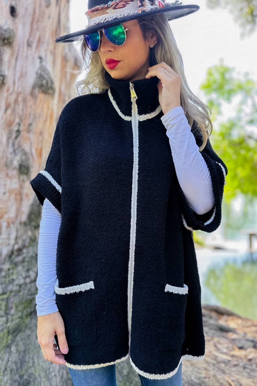 Zip-Up Knit Pocket Cardigan