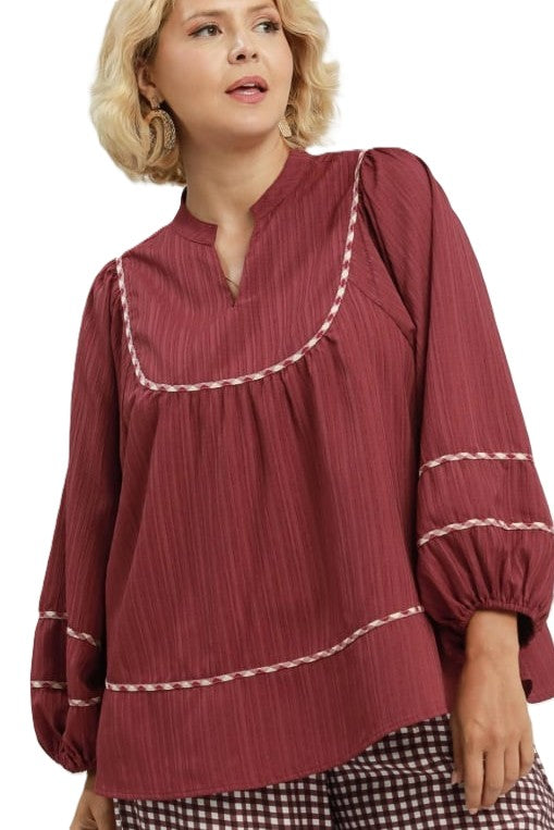 Textured Trim Blouse