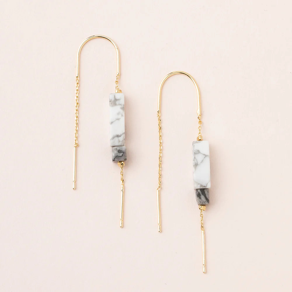 Rectangle Stone Thread Earring Howlite