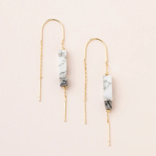 Rectangle Stone Thread Earring Howlite
