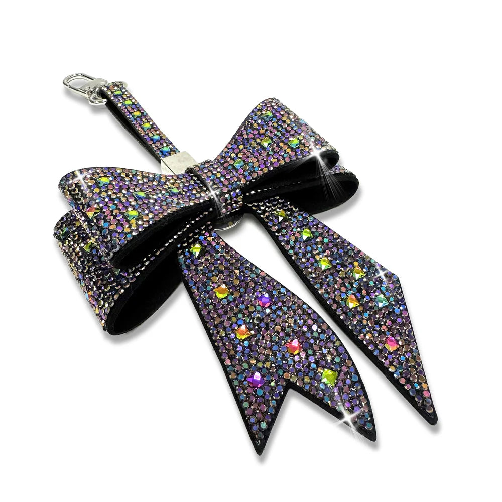 Jacqueline Kent Ribbon Bow Bag Charm-Key Ring in Purple AB
