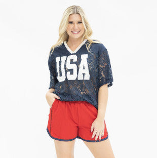 USA Lace Jersey Style Top