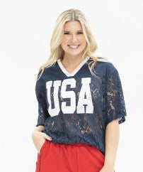 USA Lace Jersey Style Top