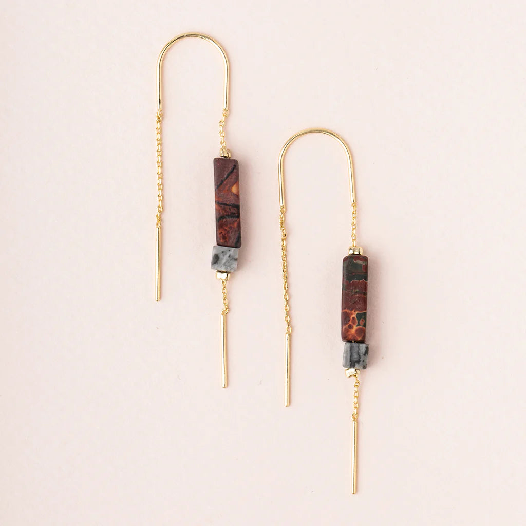 Rectangle Stone Thread Earring Jasper