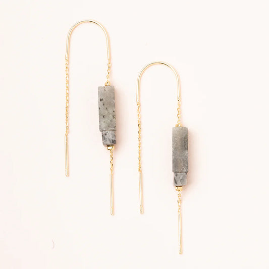 Rectangle Stone Thread Earring Labradorite