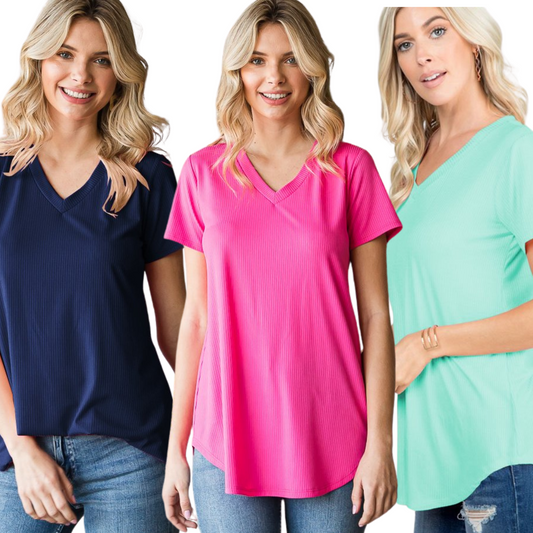 Ribbed V-Neck Top