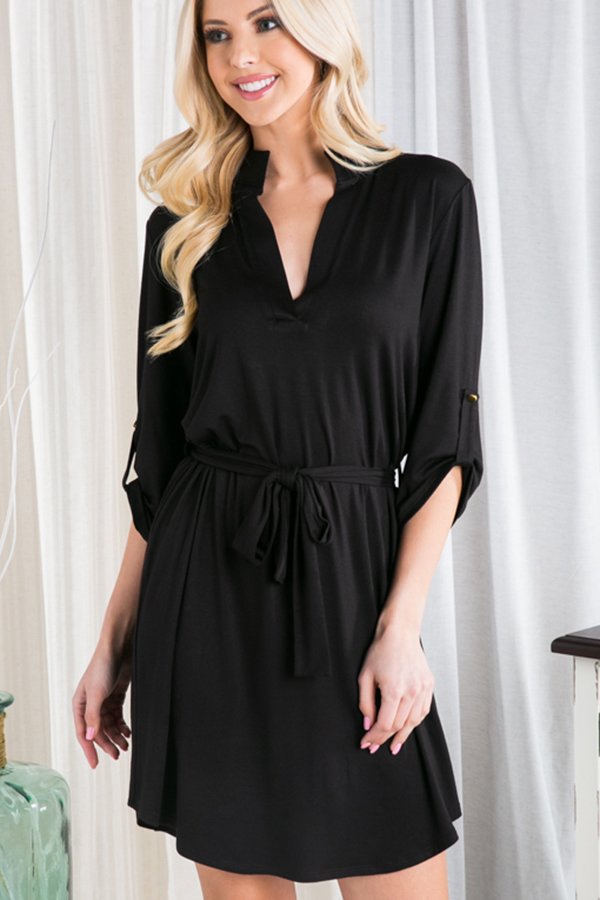 Mandarin Collar Shirtdress