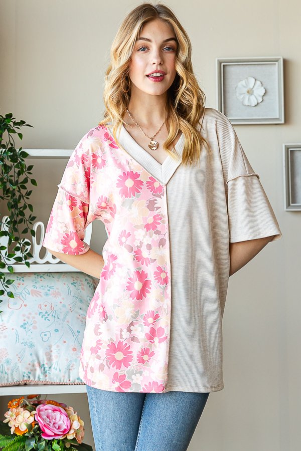 Mixed Media Floral Top