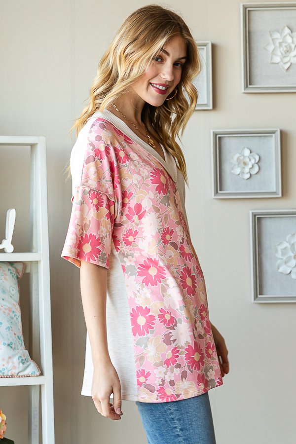 Mixed Media Floral Top