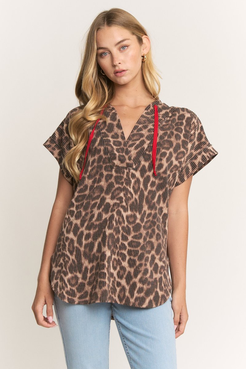 Short Sleeve Cheetah Hoodie