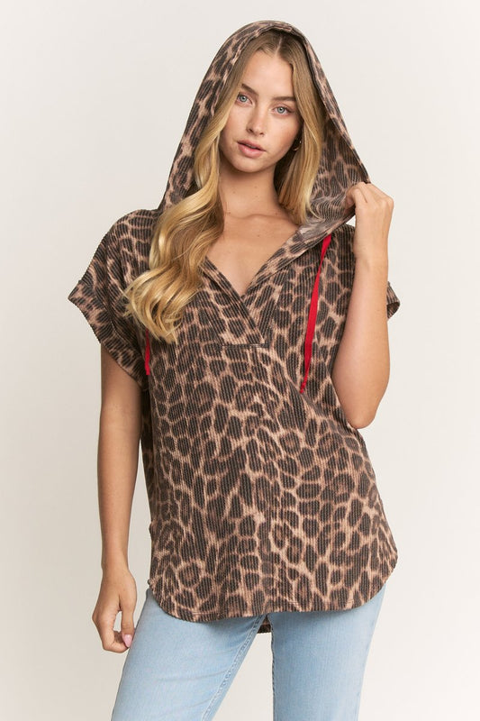 Short Sleeve Cheetah Hoodie