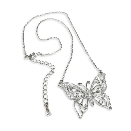 Jacqueline Kent Silver Lace Butterfly Necklace
