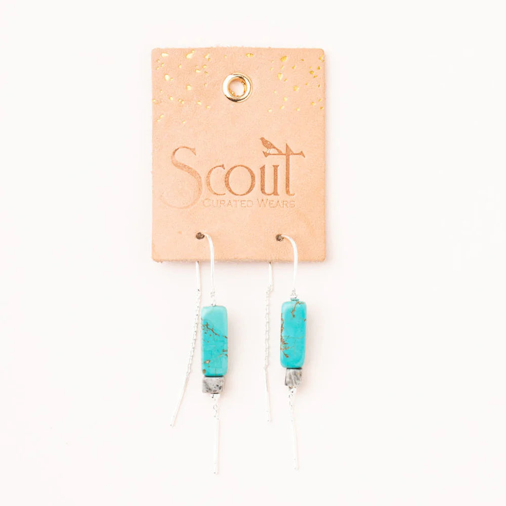 Rectangle Stone Thread Earring Turquoise