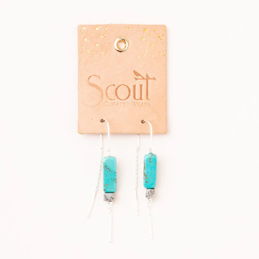 Rectangle Stone Thread Earring Turquoise